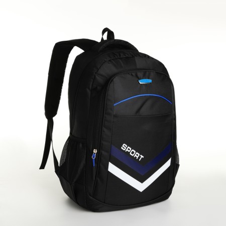 Youth backpack on a zipper, 4 pockets, black/blue color-2