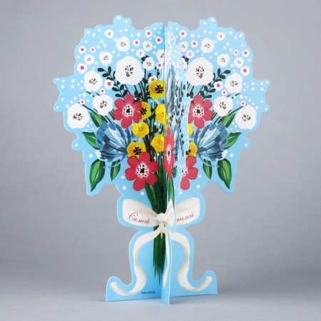 Volumetric cards "Flowers", 13.3 x 16.7 cm-1
