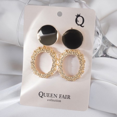 Earrings Metal "Eureka" oval, color gold-2