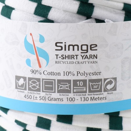 Knitted yarn secondary 90% cotton, 10% p/e, 100m/450 ± 50 g (white-green strip)-3