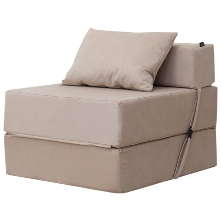 Walked armor-bed "Essen", velor fabric, beige color