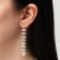 Hanging earrings with rhinestones "bun" rhombus duet, white color in silver, 7 cm