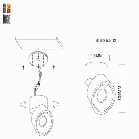 Ceiling lamp ST LUCE. ST652.532.12. 1x12 W, LED, 3000K, 1000 LM, 10x10x10.5 cm, white color-5