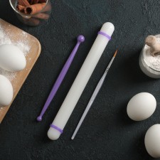 Confectionery set, 3 subjects: rolling pin 23 cm, brush 18 cm, double -sided glass 17 cm