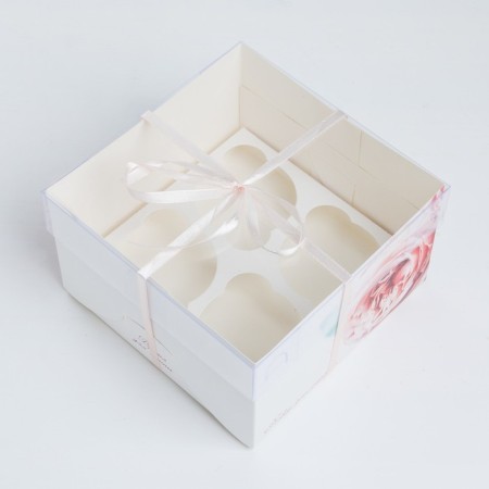 Capcake box, confectionery packaging, 4 cells “Age for Joy”, 16 x 16 x 10 cm-2
