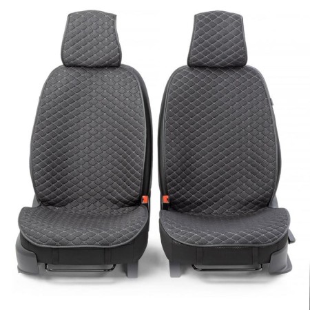 Caps on the front seats Car Performance, 2 pcs, Fiberflax (flax), rhombus, black-1