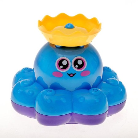 The octopus bath toy, a fountain, a button on, the color of a mix, crumb I-14