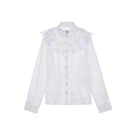 Blouse for a girl with ruffles and beads, height 140 cm-1