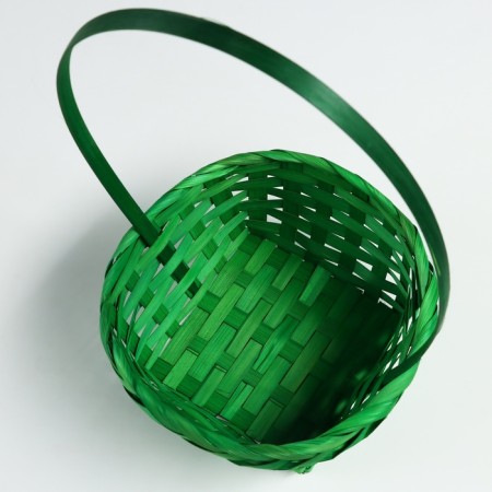 A set of wicker baskets, D19x9/32 cm, d22x9.5/34 cm, d25x10/36 cm, 3pcs, green, bamboo-3