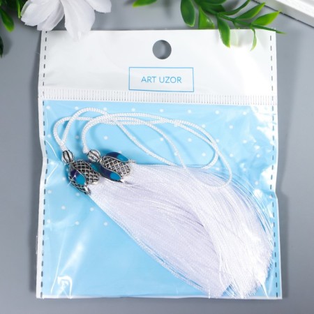 Decor for creativity textiles "Padishah brush" White set 2 pcs 9x1 cm-2