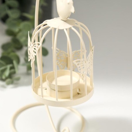 Summary Metal "Cage with a bird" White, 23x10x10 cm-1