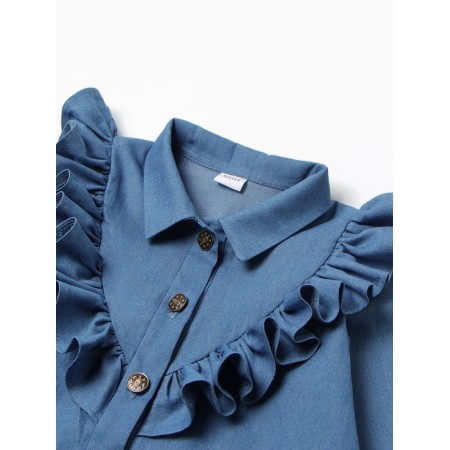 Платье для девочки MINAKU: Jeans collection, цвет голубой, рост 98 см-8