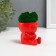 Concrete Kashpo "Mr. Evil" with moss 7*6cm red (moss green stabilized)