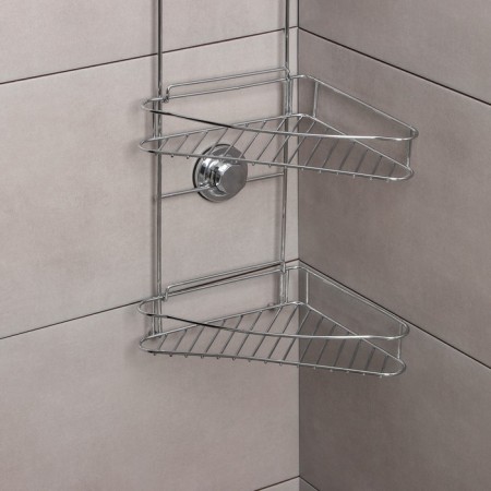 Corner regiment 3-tier Accoona, A11473-3, 20 × 30 × 57 cm, on vacuum suction cups, chromium color-3