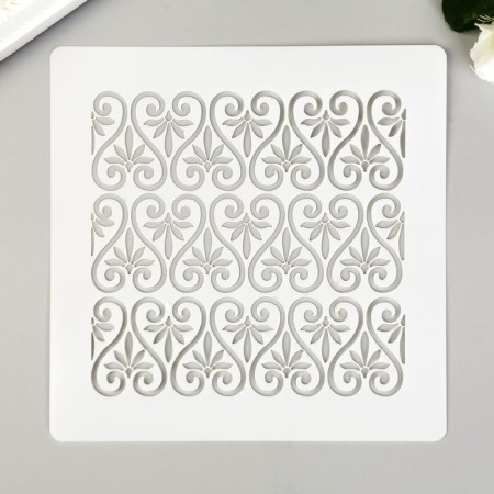 Plastic stencil "Patterns with curls" 13x13 cm