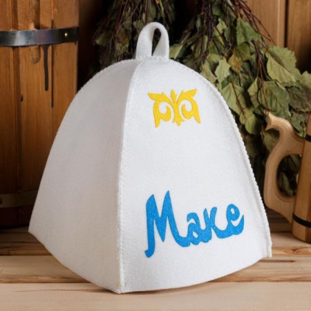 Bath cap with an applique "Mack"