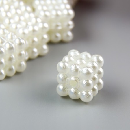 Beads for creativity plastic "lamb pearl cube" set of 25 pcs 1x1x1 cm-1