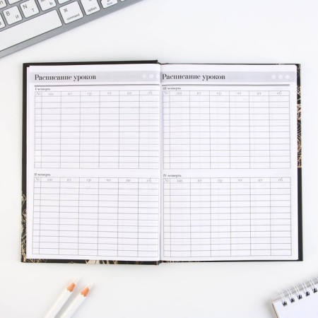 Set "Golden Teacher": A5 diary A5 160 sheets, planing 50 sheets and pen Plastic-5