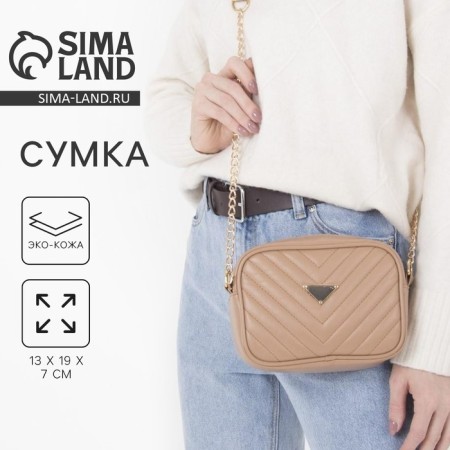 Bag with a line and color lining, beige color