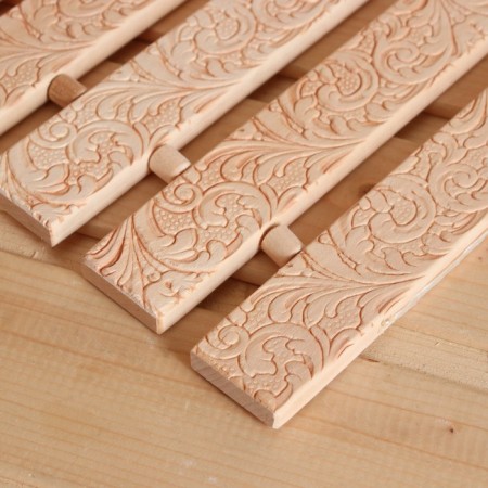 Rug-seat for a bathhouse from linden, embossing Russian patterns, 42x35x1 cm-3