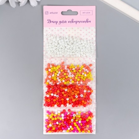 Round beads 6/0 "Colorful summer" 4 colors x 20 g 20x8x0.7 cm