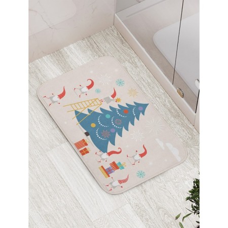 Bathroom mat "Dwarfs decorate the Christmas tree", anti -slip, size 52x77 cm