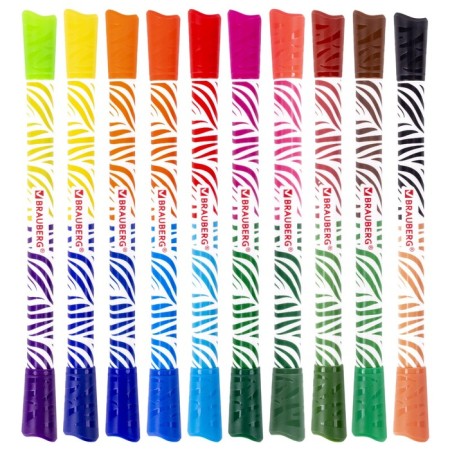 Flomasters bilateral 20 colors Brauberg Premium Bi-Color, 10 pieces, thickened, ventilated cap-2
