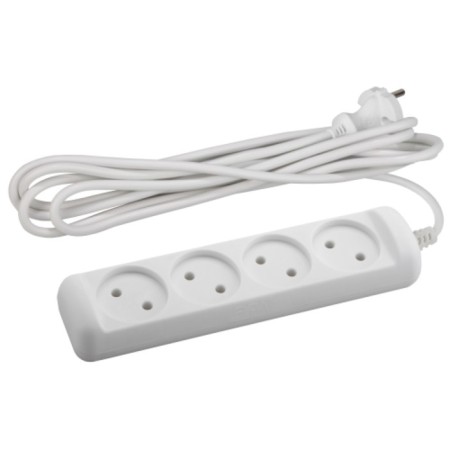 Extension cord electric era U-4-5M-2X1 without grounding 4 outlet 5 m, PVS 2x1mm2 10a 10a