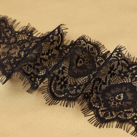 Lace cilia, 100 mm × 9 ± 0.5 m, in the bobin 3 pcs 3 m, black color-4