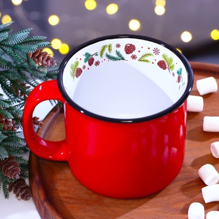 New Year's ceramic "cones" mug, 450 ml, white color-6