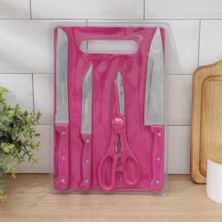 A set of kitchen supplies, 5 objects: knives 12 cm, 17 cm, 17.5 cm, board, color mix-6