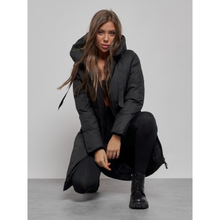 Coat insulated winter female, size 44, black color-11
