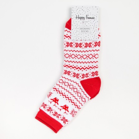 Terry socks, white/red color, size 23-25-4