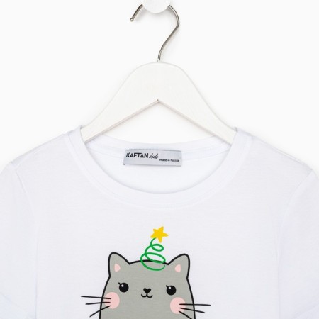 PAZHAMA Children's KAFTAN "Meowy XMAS", size 34 (122-128)-8