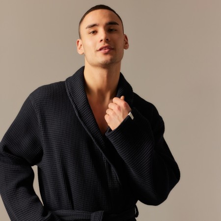 Wafel dressing gown Male SL Home: Basic "Dark Mare", size L, 100% cotton, 300 g/m2-1