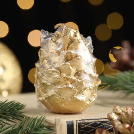 Varnished “bump” candle, gold, 6 cm-1