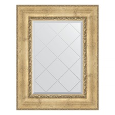 Mirror with engraving in a baguette frame, aged silver with an ornament of 120 mm, 62x80 cm