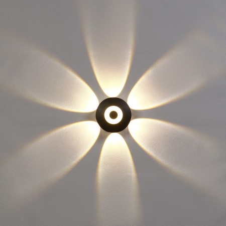 Facade lamp “Iskra”, FSD-053, 8 W, 3000k, 6 rays, IP65, 220 V, plastic, black