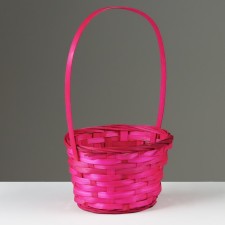 Wicker basket, d17 x 9 x 30 cm, pink, bamboo