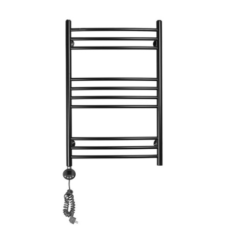 Domoterm electric heated towel rail "Calipso" P10, 500x800 mm, left, black matte-1