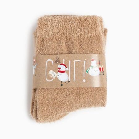 New Year. Set of Gift "Snowmen" (blanket, socks, 2 toys, postcard)-3