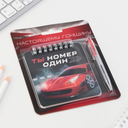 Chancellery Set of a notebook 48 sheets + pen “Real Raster”, 13.5 cm x 15 cm.-1