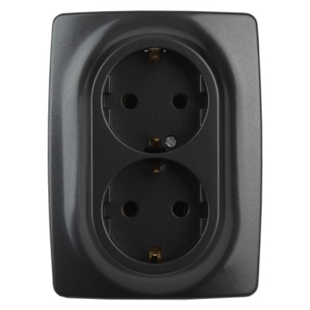 2x2p+E Schuko, 16A-250V, IP20, ERA12, Anthracite