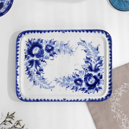 Tray "Flower", 23x17x2 cm, gzhel-1