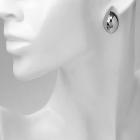 Earrings plastic "drop" curved mini, color silver-4