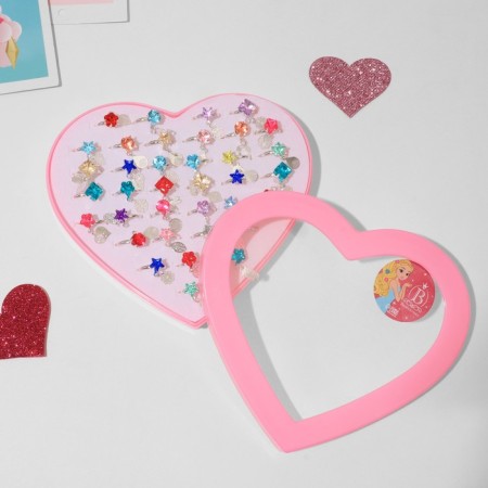 Rings children's set 36pcs “chosen” with a suspension, shape mix, mix color in silver, b-r-1