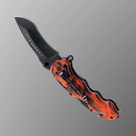 Folding stinger knife, blade - 3cr13, handle - aluminum, orange camouflage, 10 cm-2