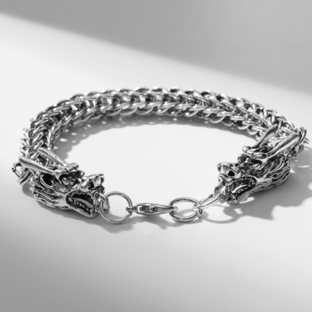 Male Bracelet "Brutal" dragons, color black silver, 22 cm