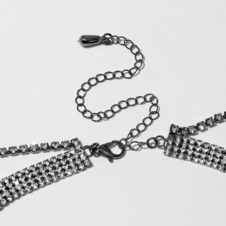 Choker "ice", white color in gray metal 4 rows, 44.5 cm-1