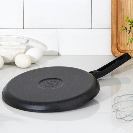 Pancake pan, d = 24 cm, plastic handle, anti -stick coating, dark marble color-2